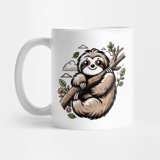 Cute Sloth relaxed on Branch: Slow Lazy Slothlife Mug